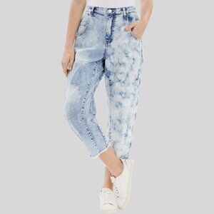 Frayed Denim Curved Leg Jeans